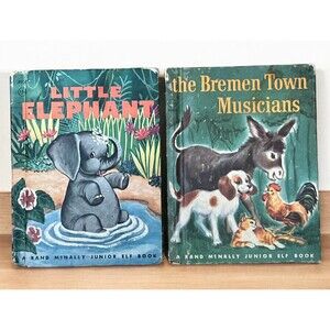 2 A Rand MCNally Junior Elf Book little elephant and the bremen town musicians